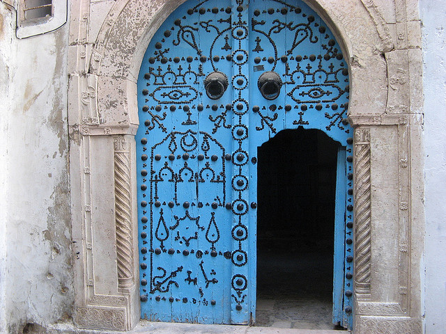 Door in Sidi Bou Said, outside Tunis, Tunisia