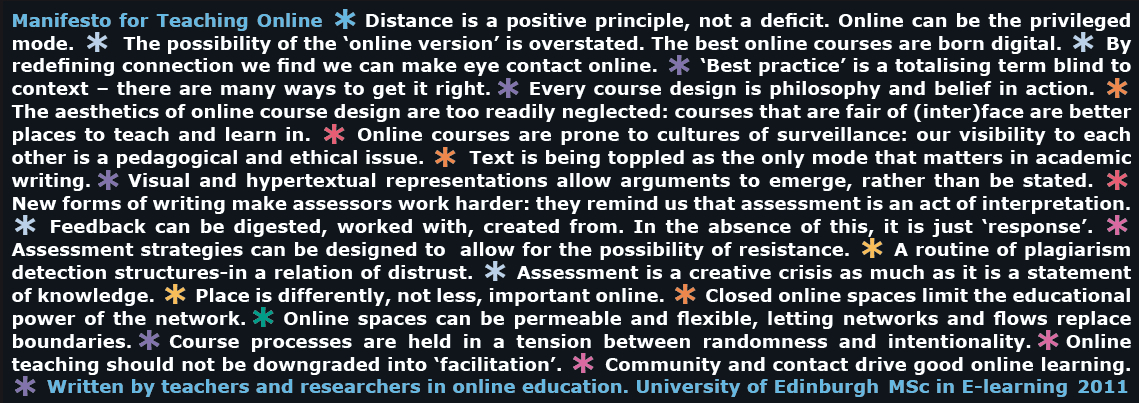 Manifesto for Teaching Online