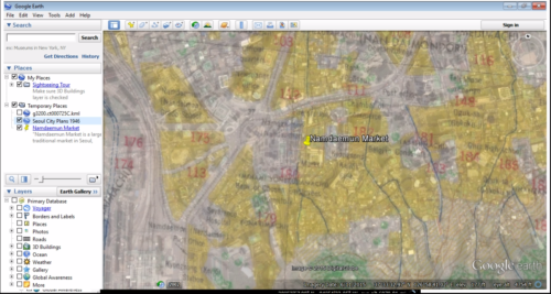 U.S. Army Map Service, 1946 map overlay over Google Earth base layer map